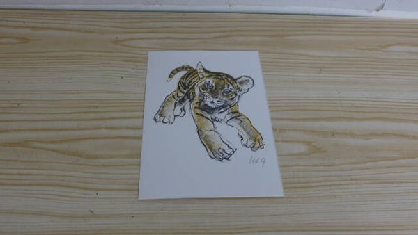 Lithografie von Fritz Hug – Tiger, signiert