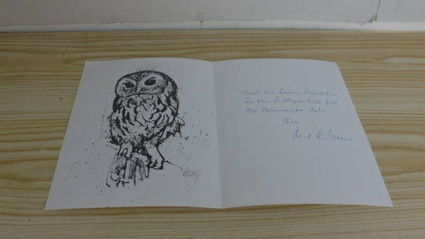Karte von Fritz Hug, Tiermaler – mit Widmung und Signatur