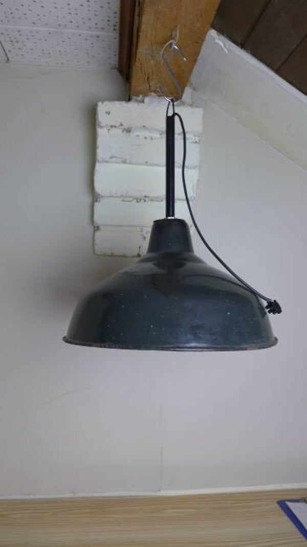 Antike Fabriklampe mit schwarzem Emailschirm (E27)
