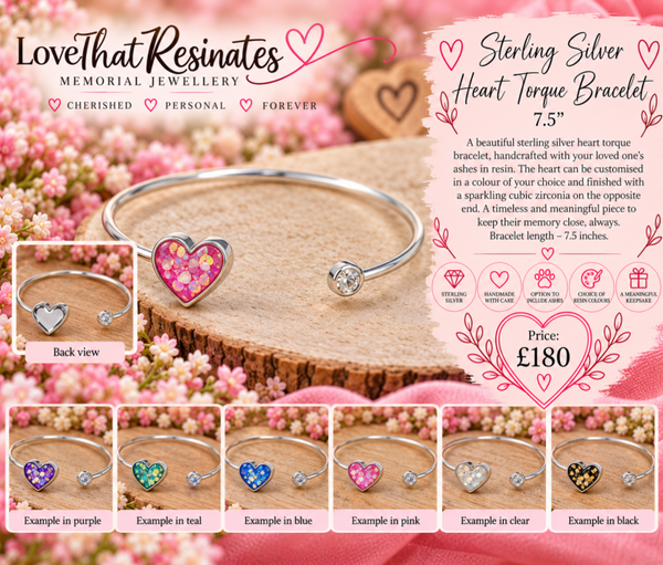 Sterling Silver Torque Heart Bracelet