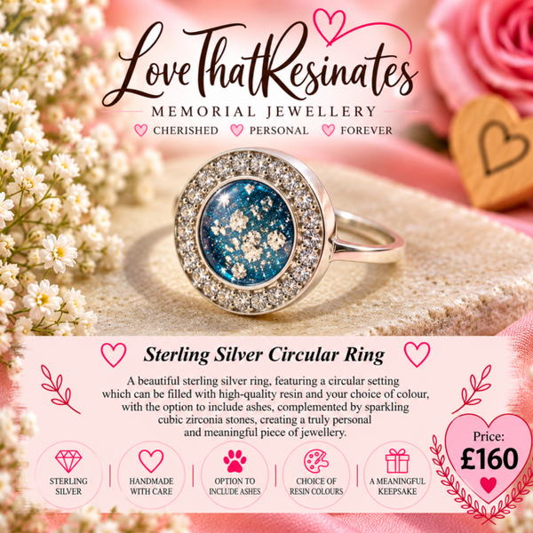 Sterling Silver Circular Ring with Cubic Zirconia