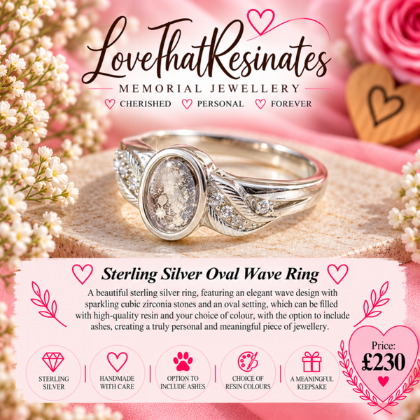 Sterling Silver Oval Cubic Zirconia Wave Ring