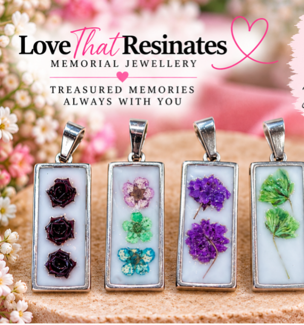 Rectangular Dried Flower and ashes pendant