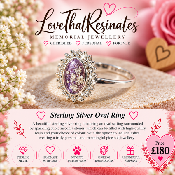 Sterling Silver Oval ring with cubic Zirconia