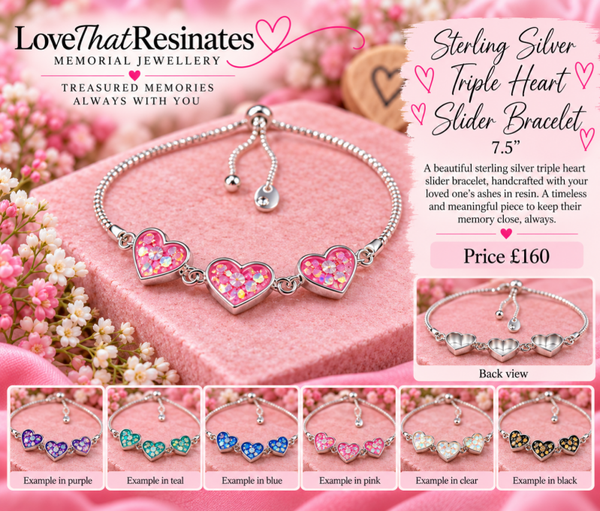 Sterling Silver Triple Heart Slider Bracelet