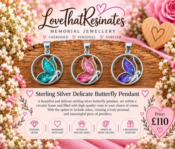 Sterling Silver Round Butterfly Pendant