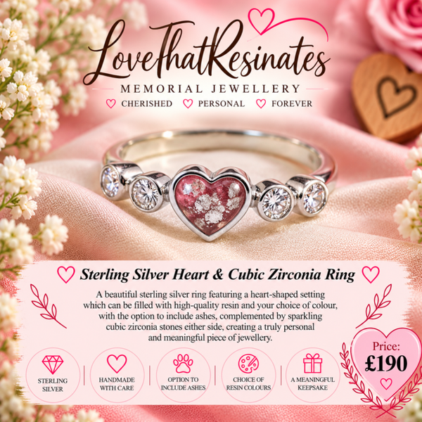 Sterling Silver Heart and Cubic Zirconia Ring