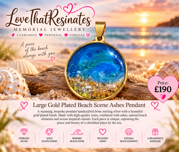Large Gold Plated Beach Scene Pendant