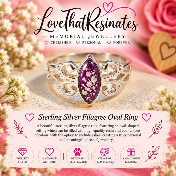 Sterling Silver oval/marquise filagree ring