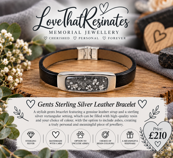 Gents Sterling Silver leather strap Bracelet
