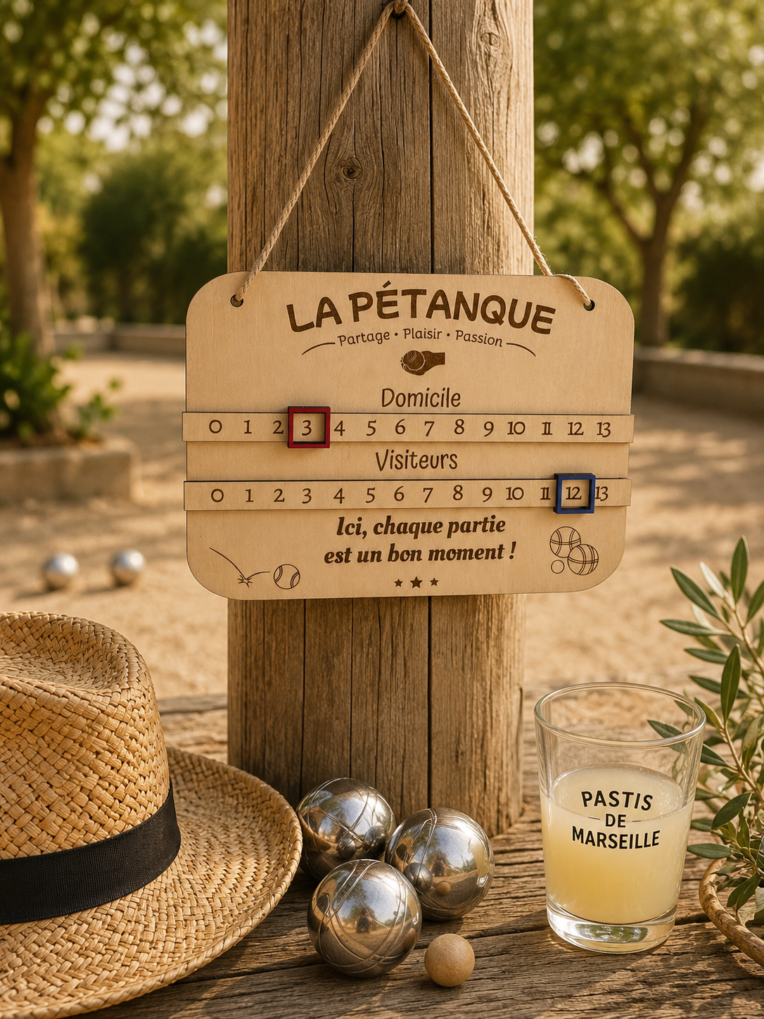 🏆 Compteur de Score Pétanque Personnalisé en Bois