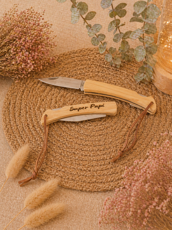 🔪 Couteau de Poche Personnalisé en Bois – Cadeau Homme Original