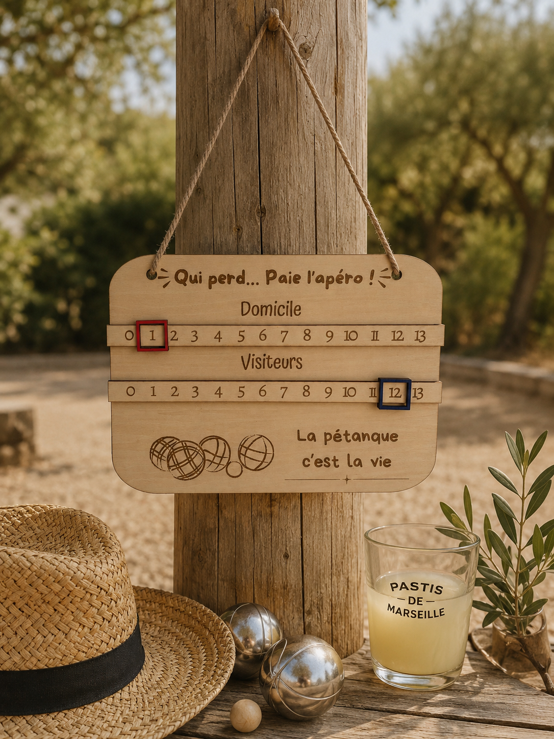 🏆 Compteur de Score Pétanque Personnalisé en Bois