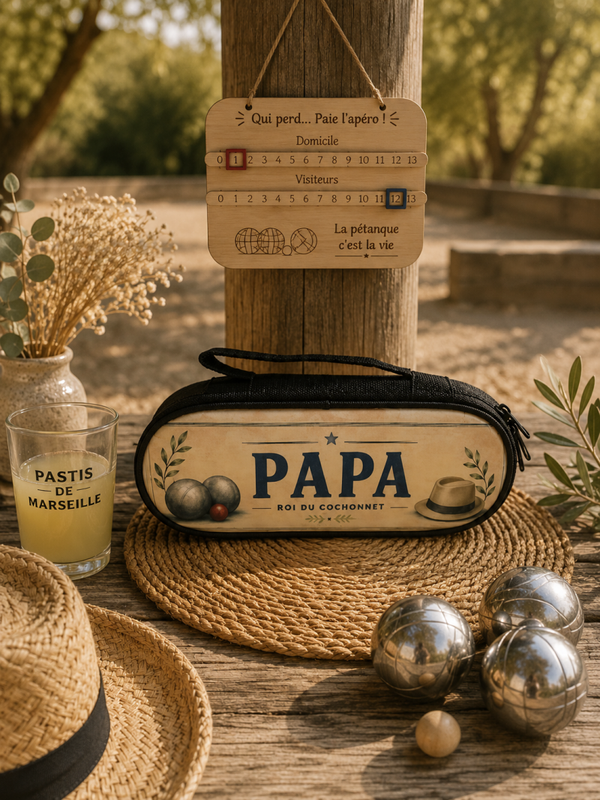 🎯 Pochette boules de pétanque “Papa” – Cadeau original et humoristique