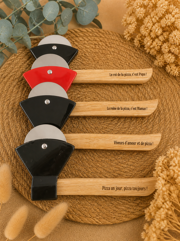 Roulette à pizza personnalisée – Cadeau original Papa & Maman