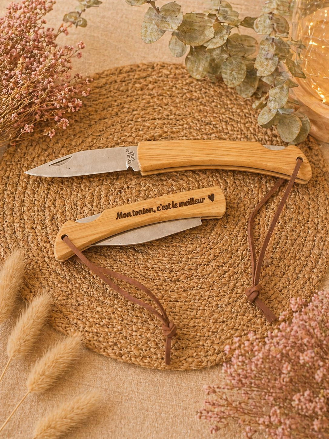 🔪 Couteau de Poche Personnalisé en Bois – Cadeau Homme Original