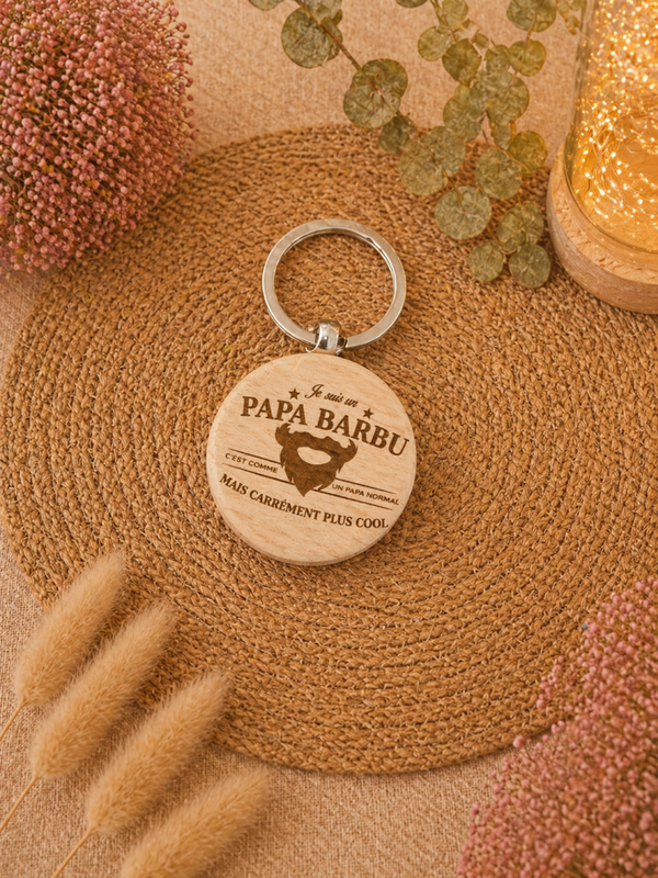 🌿 Porte-clé en bois gravé – Message d’amour