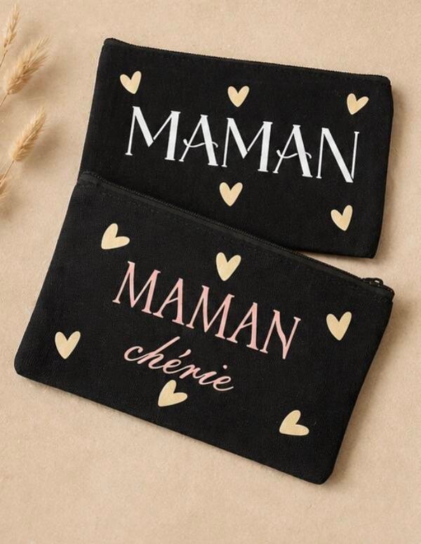 🖤 Trousse Maman personnalisée – Pochette cadeau fête des mères