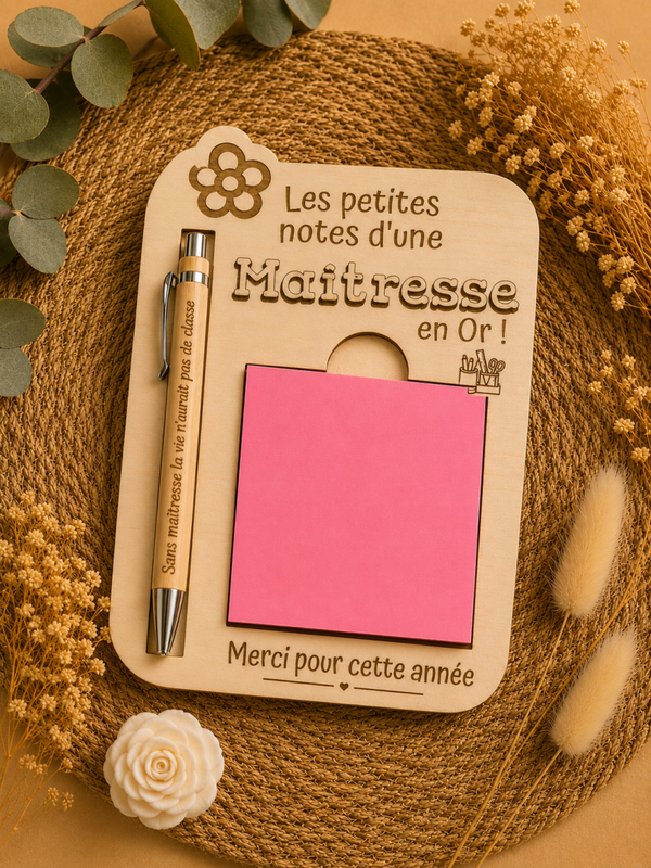 Bloc-notes personnalisé avec stylo – Cadeau original pour maître ou maîtresse
