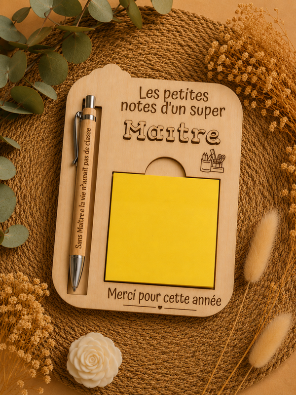 Bloc-notes personnalisé avec stylo – Cadeau original pour maître ou