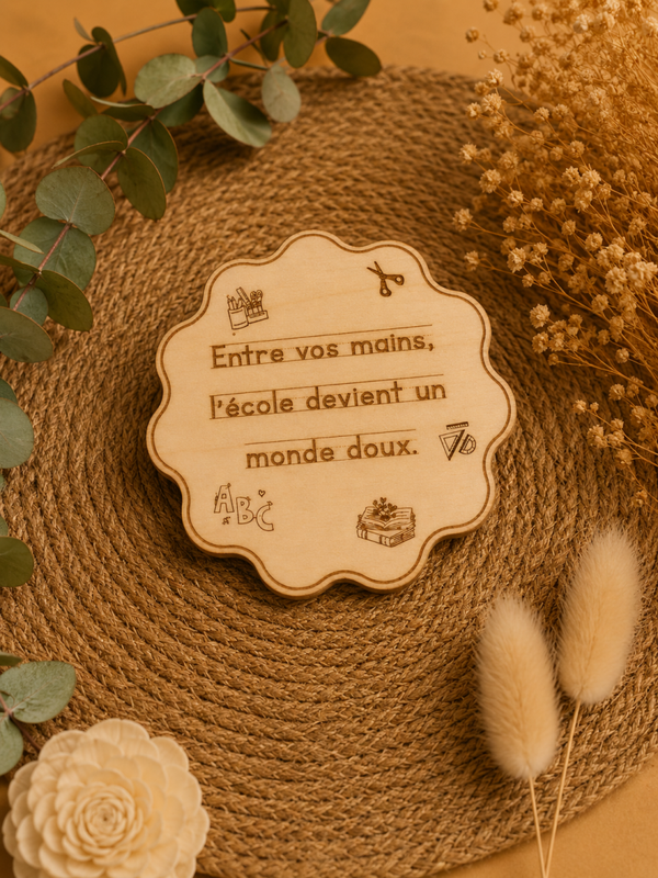 Magnet en bois personnalisé – Cadeau tendre pour maître ou maîtresse