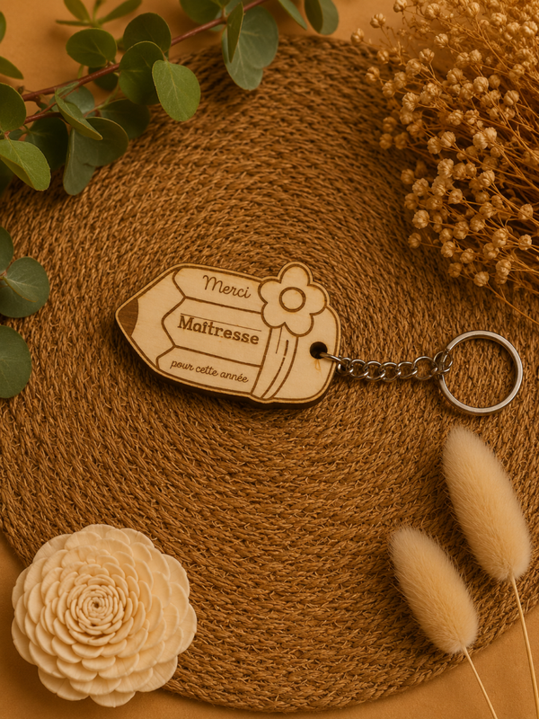 Porte-clés en bois personnalisés – Cadeaux originaux pour Maître, Maîtresse & ATSEM