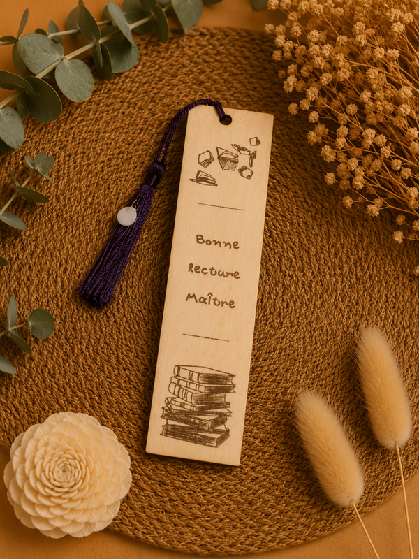 Marque-pages en bois personnalisés – Cadeaux élégants pour Maître & Maîtresse