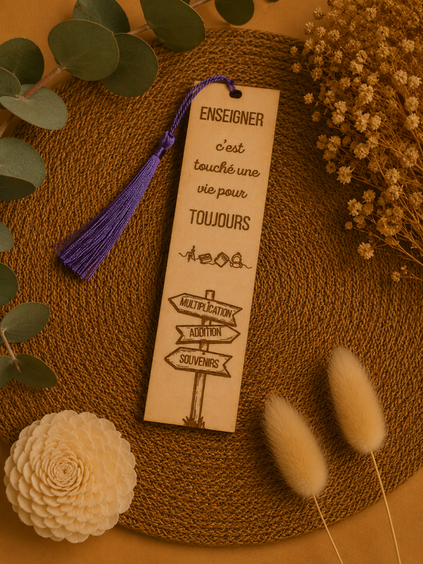 Marque-page en bois personnalisé – Cadeau original pour enseignant