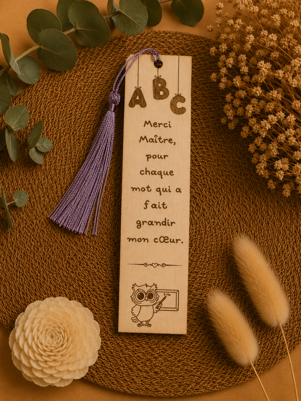 Marque-page en bois personnalisé – Cadeau original pour maître et Maîtresse