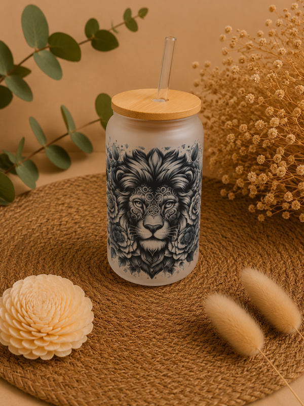 Verre givré personnalisé avec couvercle bambou – Design photo & illustration