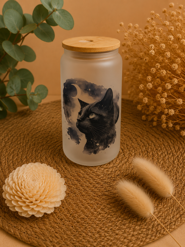 Verre givré personnalisé avec couvercle bambou – Design photo & illustration
