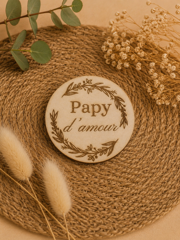 Magnet en bois “Papy d’amour” – Petit cadeau plein de tendresse