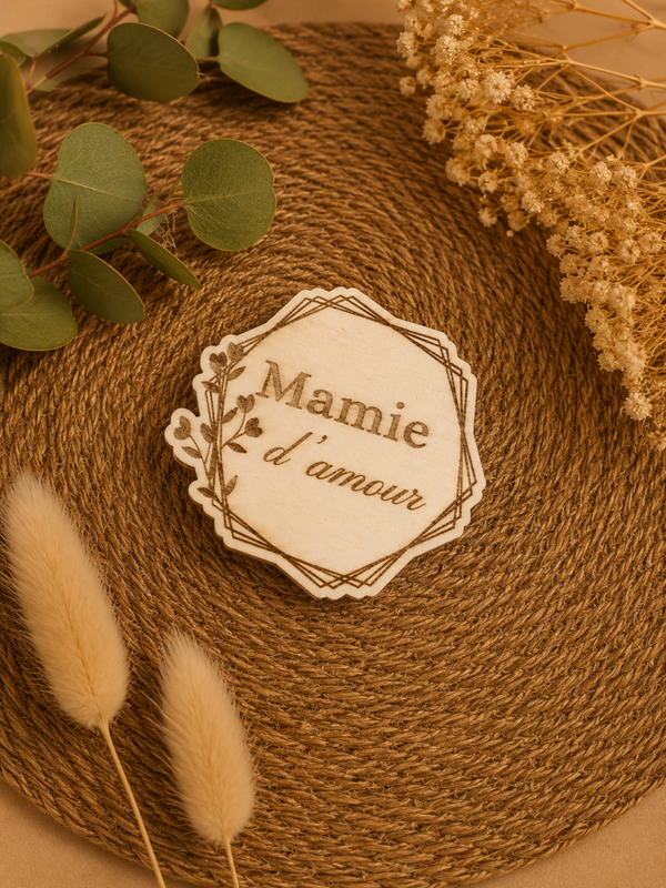 Magnet en bois “Mamie d’amour” – Décoration tendre & naturelle