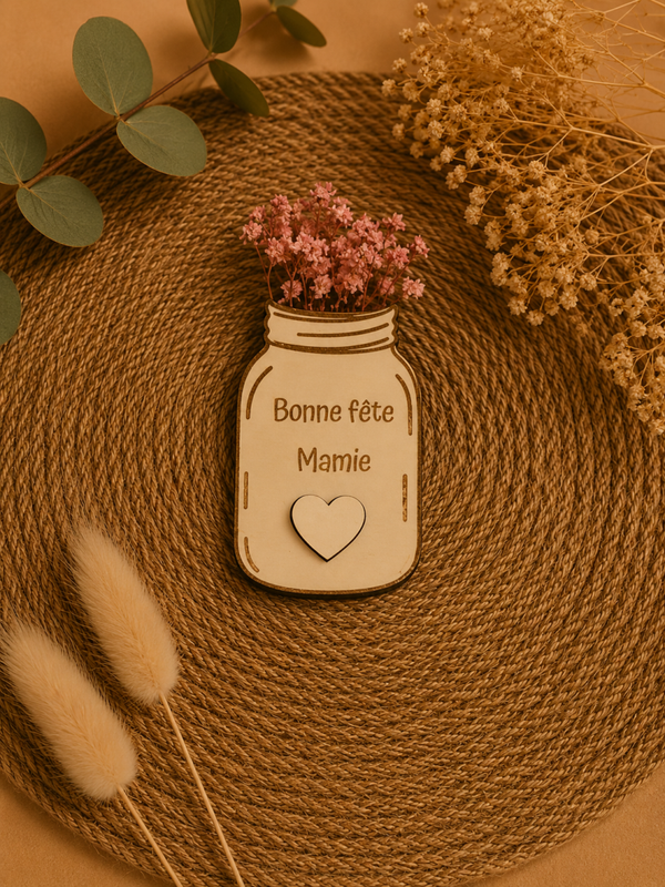 Magnet floral “Bonne fête Mamie” – Délicatesse & douceur naturelle