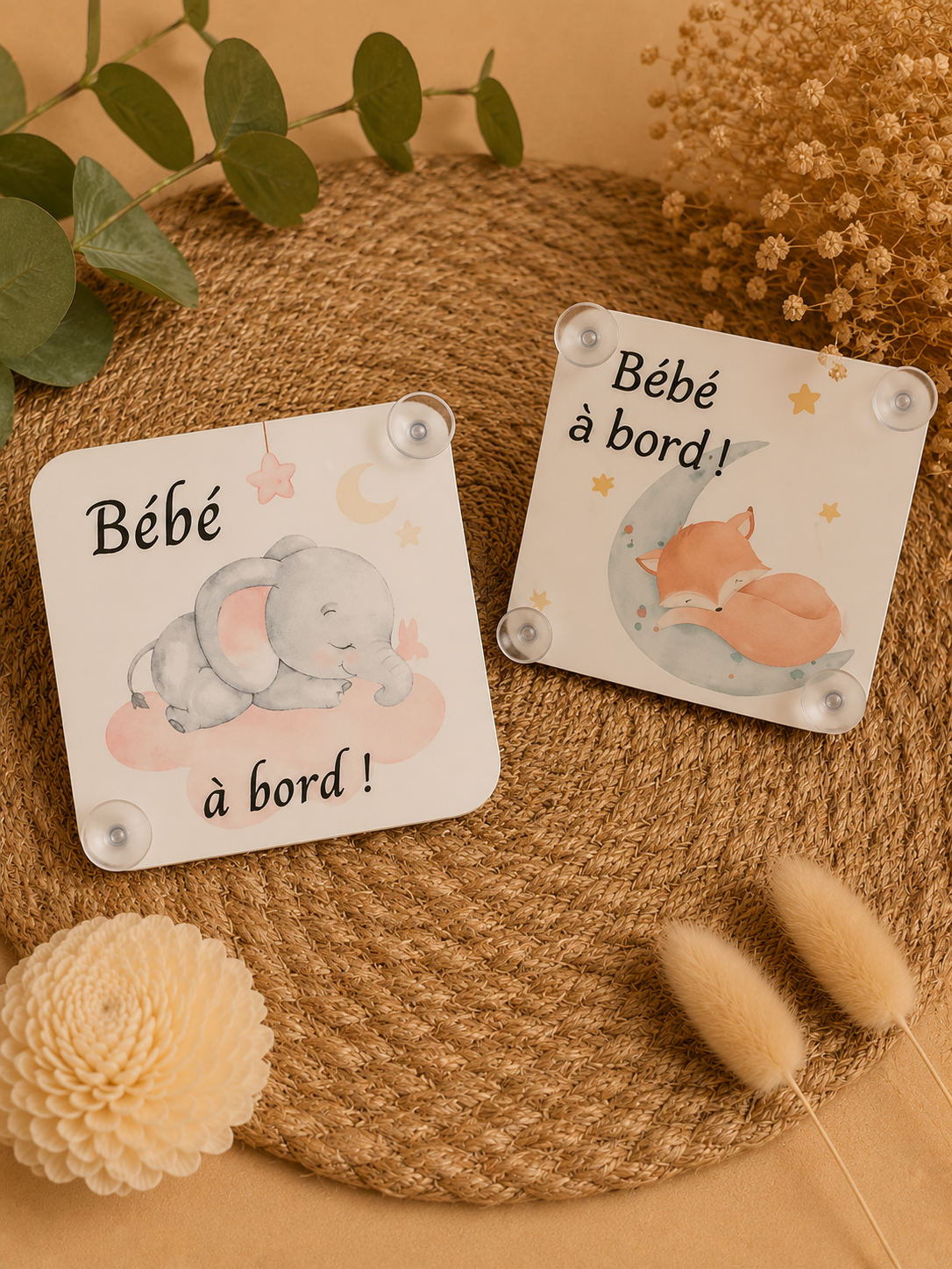 Pancarte “Bébé à bord” personnalisée – Accessoire voiture adorable et unique