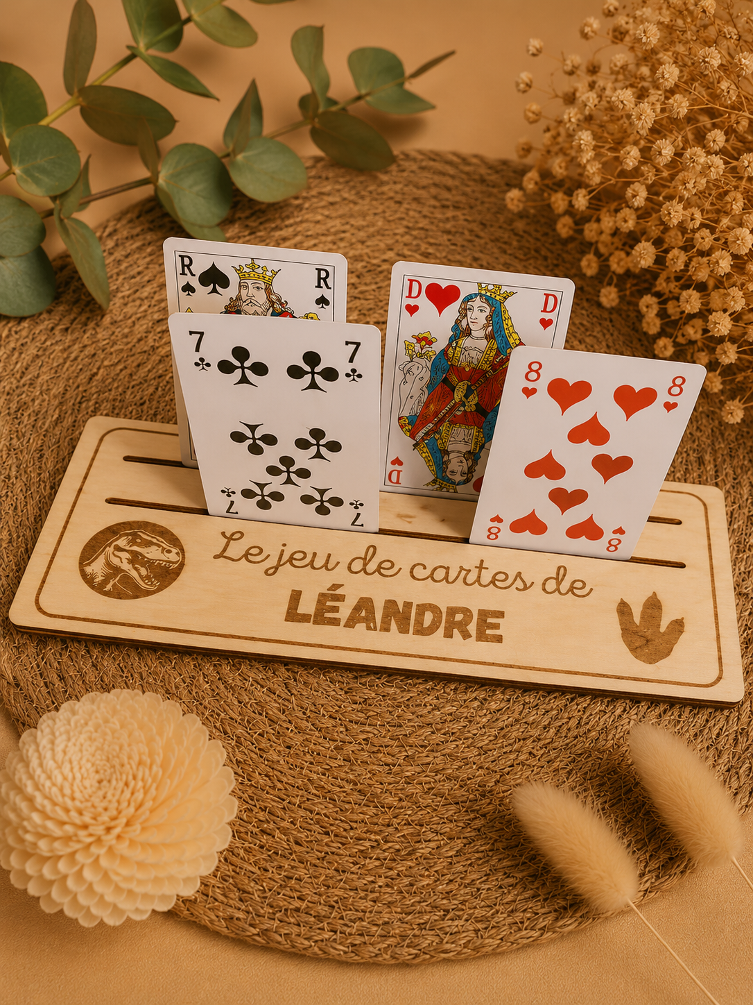 Support de cartes personnalisé en bois – Porte-cartes pour jeux