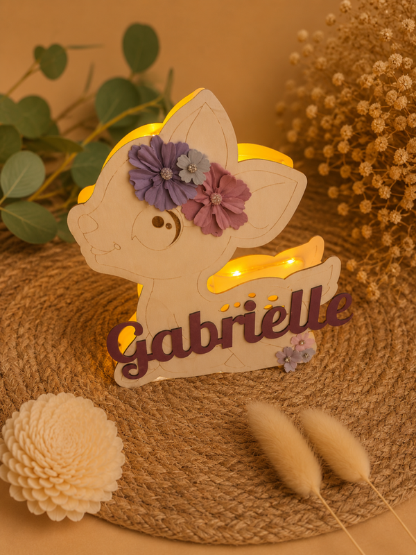 Veilleuse en bois personnalisée – Décoration lumineuse pour chambre d’enfant