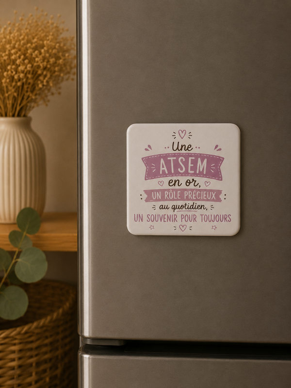 Magnet “Une ATSEM en or” – Cadeau attention plein de douceur