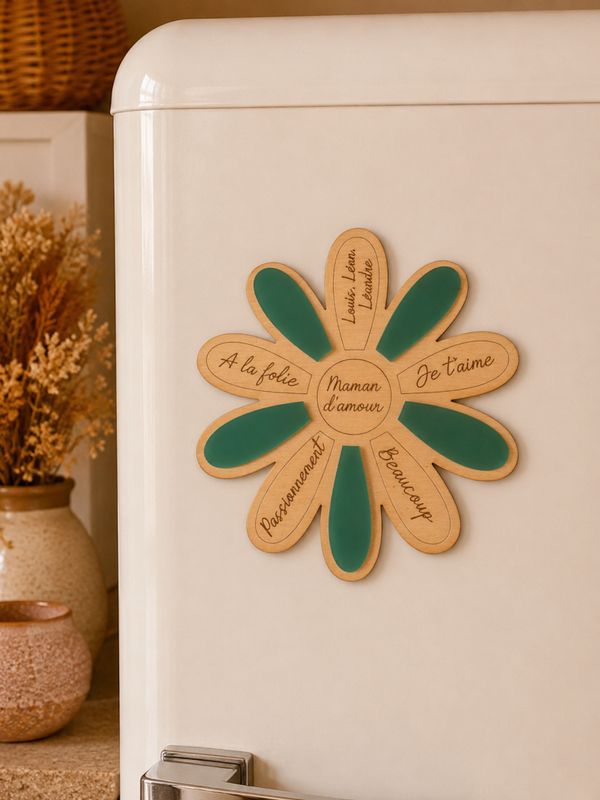 Magnet fleur “Maman d’amour” personnalisé