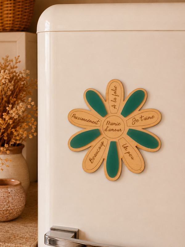 Magnet fleur “Mamie d’amour” personnalisé