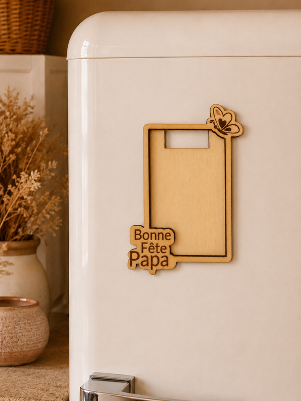 Magnet photo “Bonne Fête Papa” en bois