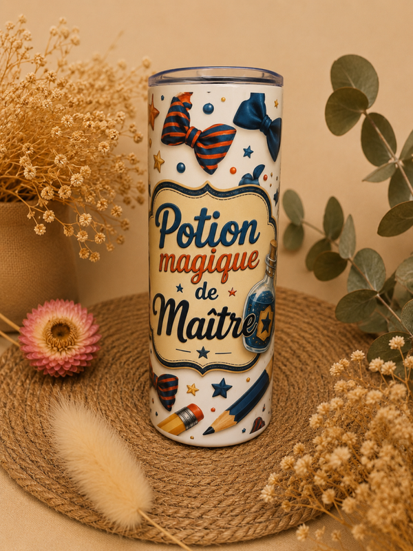 Tumbler “Potion Magique de Maître” – Cadeau personnalisé maîtresse