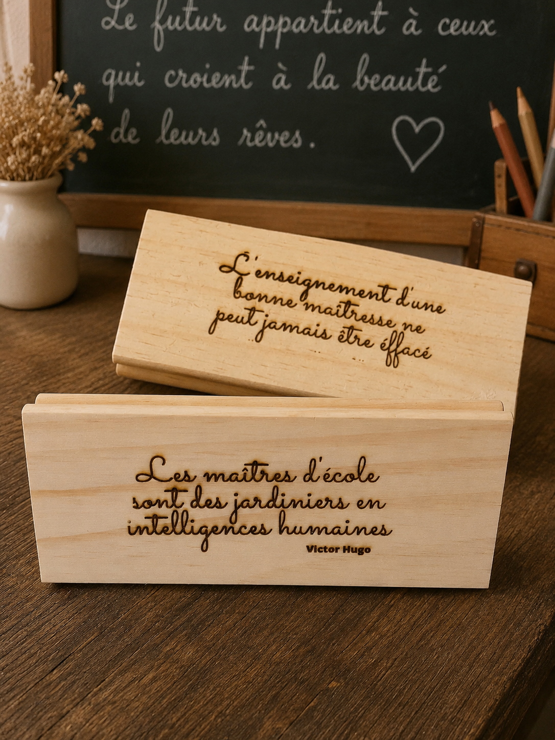 Brosse de tableau personnalisée – Cadeau original pour maîtresse ou maître d’école