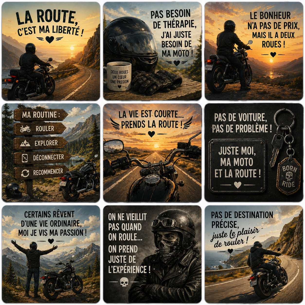 Collection de magnets Moto – 5x5 cm 🏍️🔥
