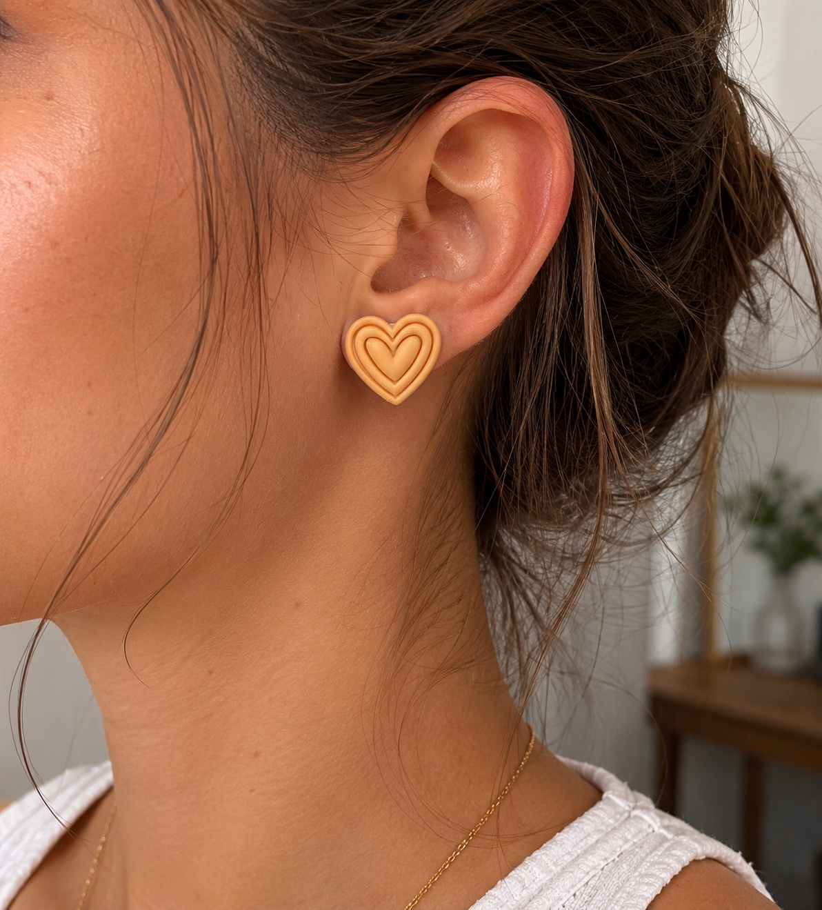 🤍 Fiche produit – Boucles d’oreilles Cœur Nude 🤎
