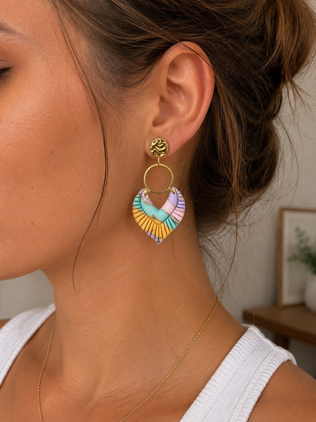 🌈 Fiche produit – Boucles d’oreilles Cœur Pastel ✨