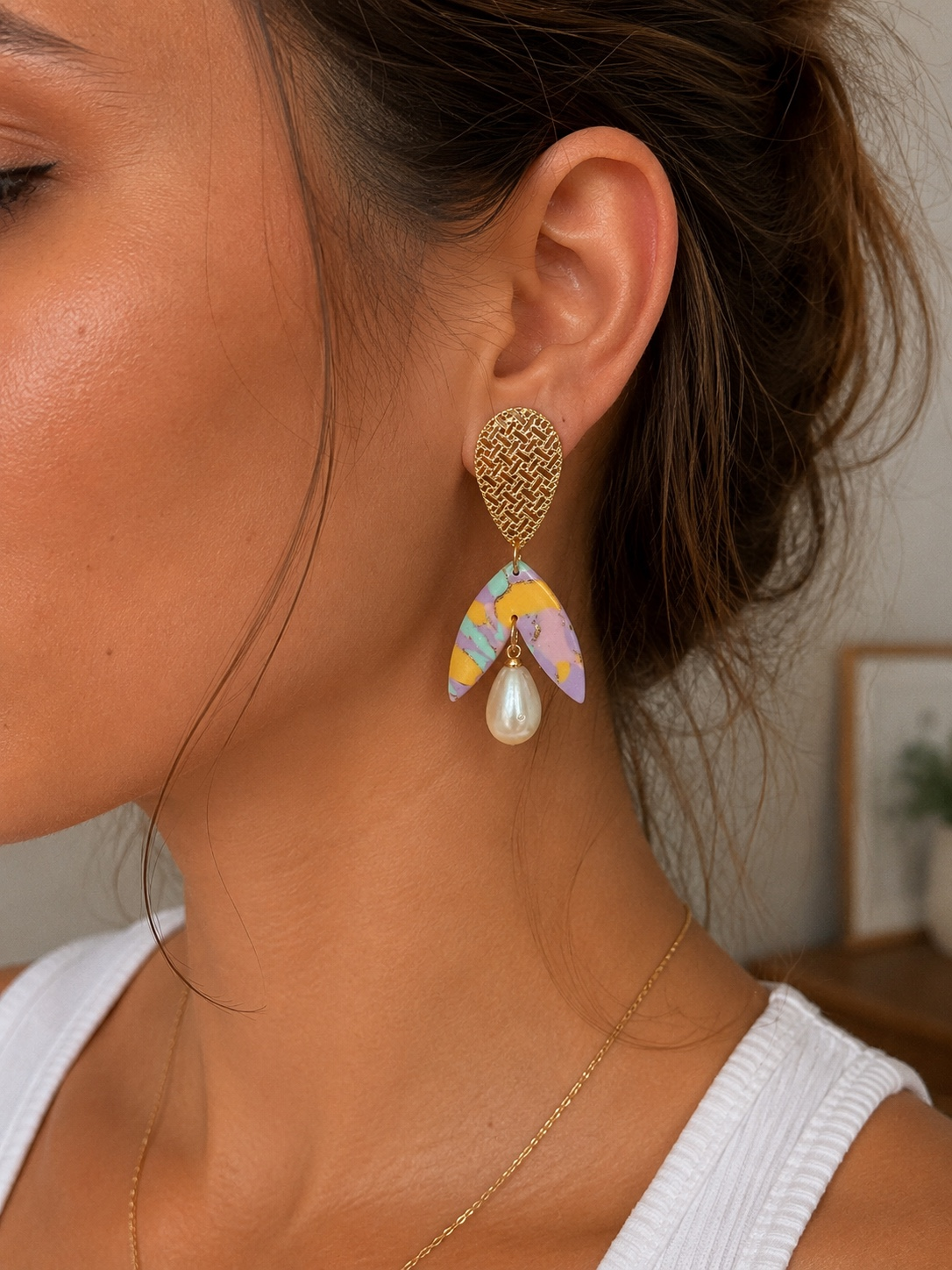 ✨ Fiche produit – Boucles d’oreilles Perle Pastel 💫