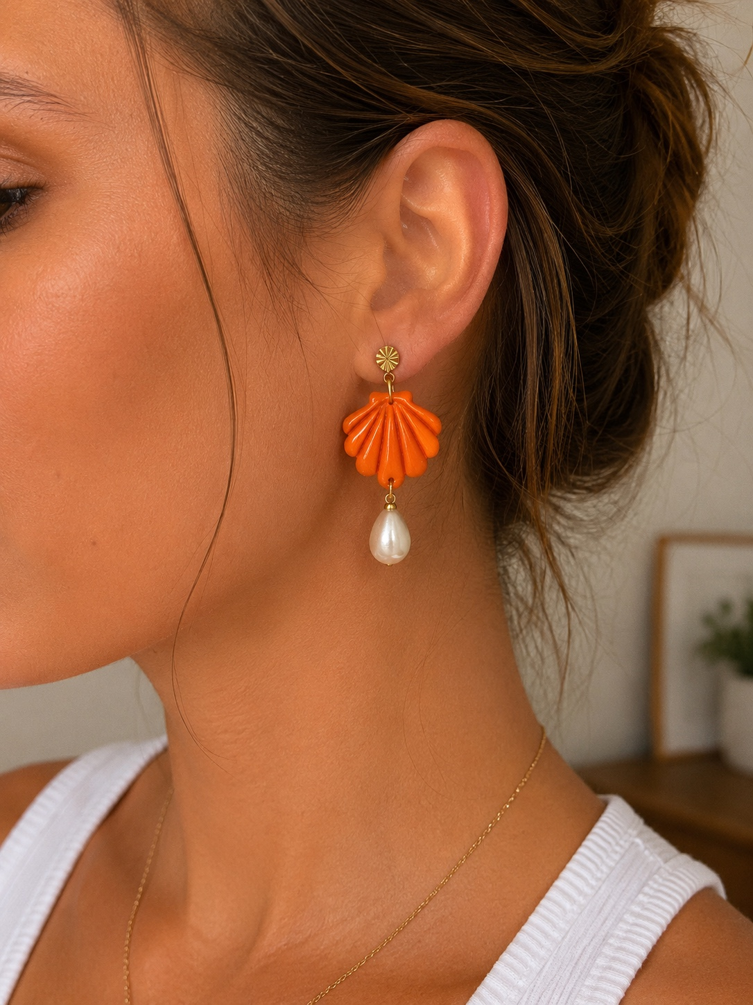 🧡 Fiche produit – Boucles d’oreilles Coquillage Sunset ✨