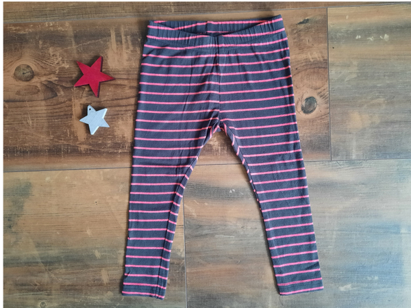 Legging Grijs met roze streepjes Maat 86 - 92