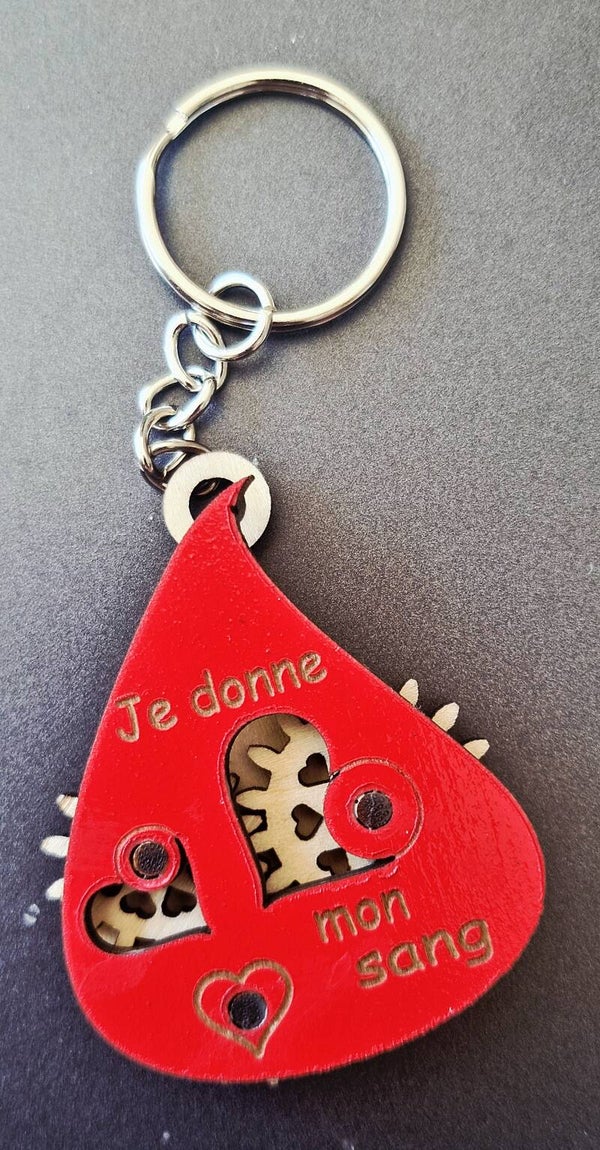 PORTE CLES GOUTE DE SANG ROUGE